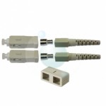 SC Duplex Multimode Connector with 3mm Beige Boot, crimp and duplex clip