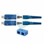 SC Duplex Singlemode Connector with 3mm Blue Boot, crimp and duplex clip