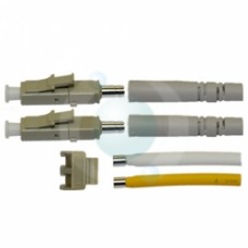 LC Duplex Multimode Connector with 3mm Grey Boots & 2mm Heat shrink crimps (1 Yellow 1 White) plus Duplex Clip